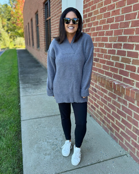 Georgia Slouchy Sweater in Charcoal