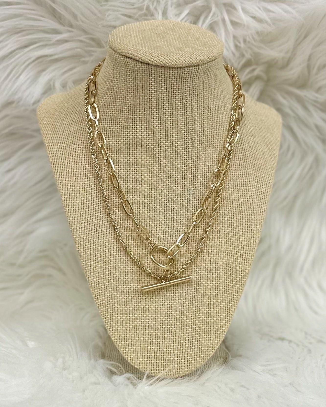 Multi Layer Front Toggle Necklace