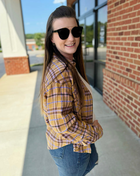 Oaklyn Plaid Top in Mustard