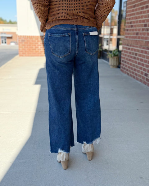 Risen Crop Wide Leg Jeans