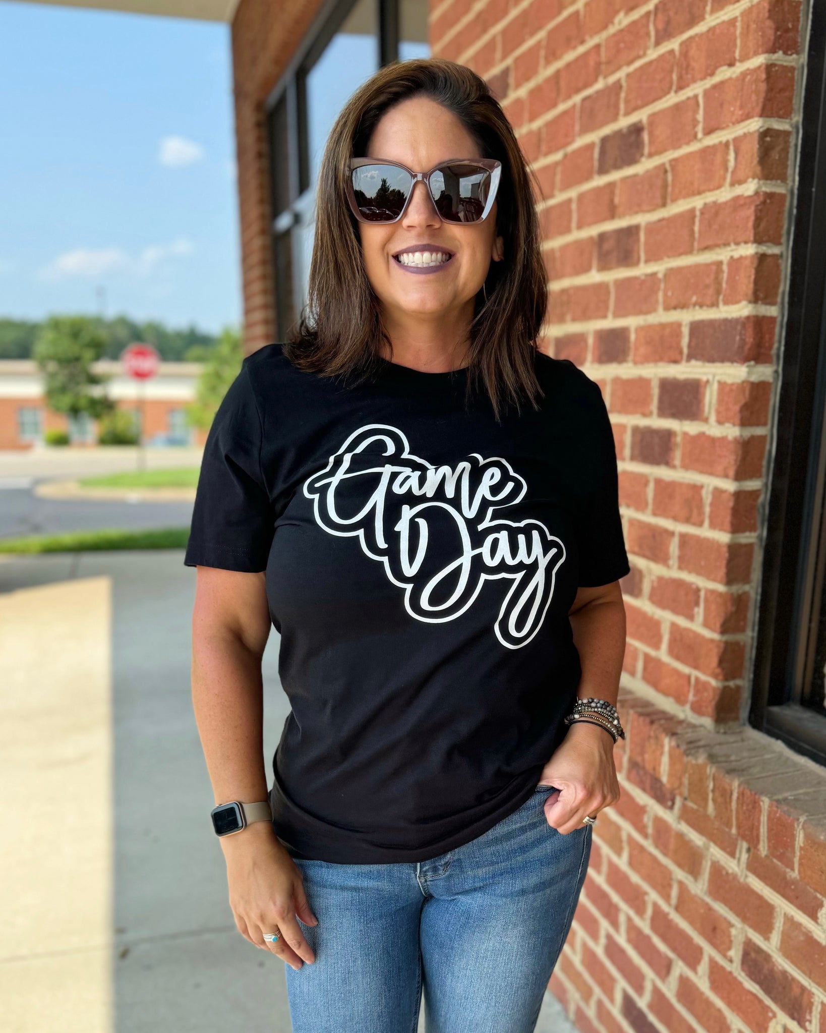 GAME DAY REG/CURVY Tee in Black