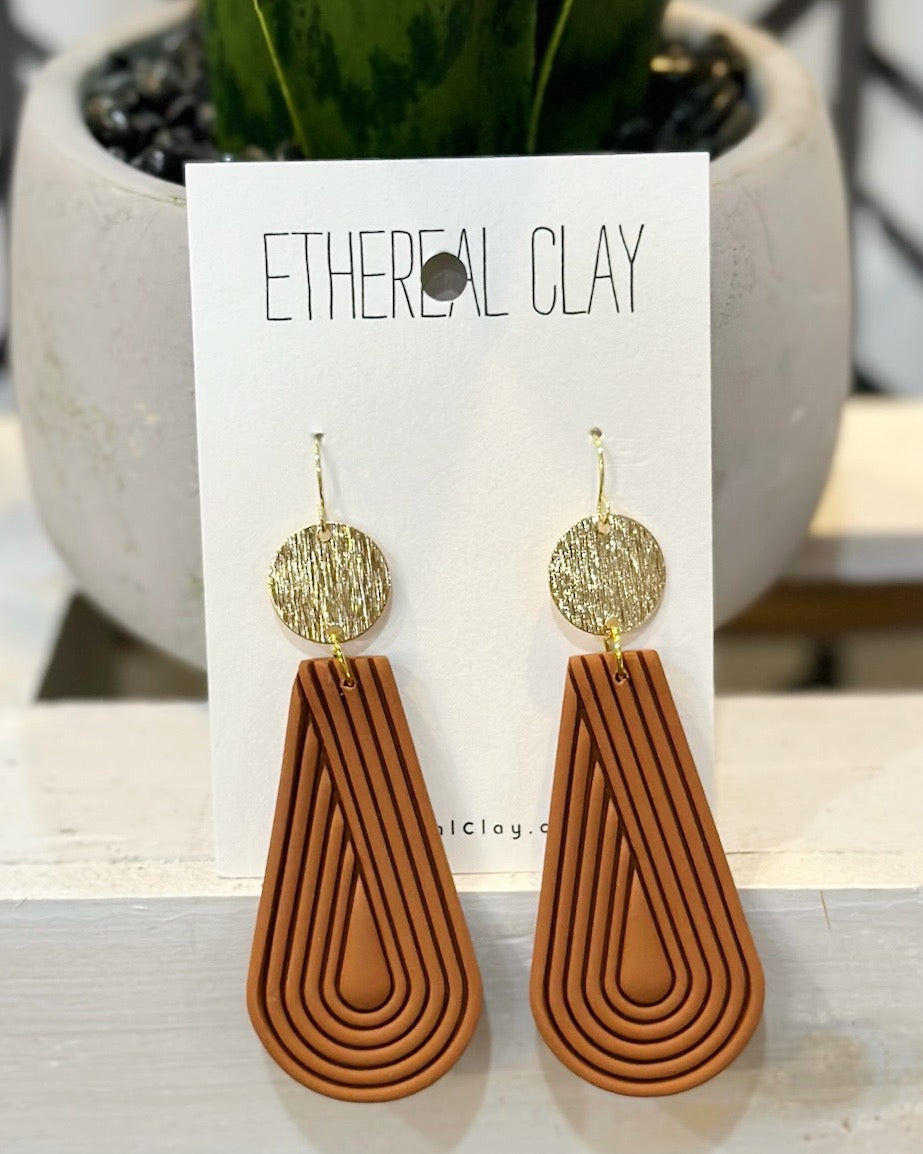 Boho Clay Earrings in Sienna