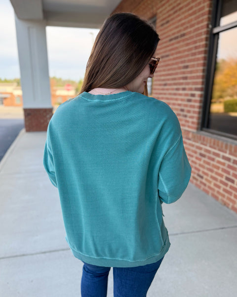 Tyler REG/CURVY Pullover in Teal FINAL SALE
