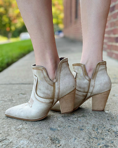 Corkys Smoke Show Boots in Washed Beige Denim