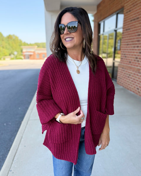 Gabbie Sweater Cardigan in Cabernet FINAL SALE