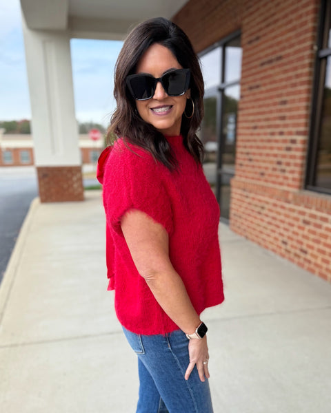 Alex Mohair Sweater in Red