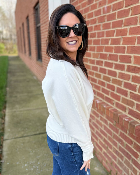 Callie Boat Neck Sweater in Cream