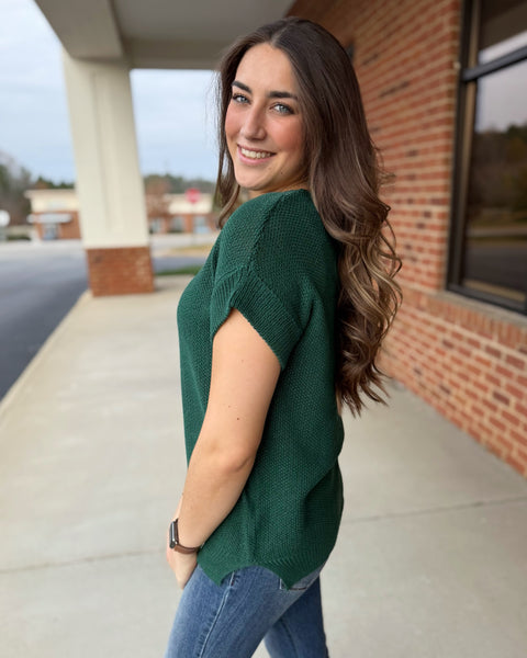 Erica REG/CURVY Sweater in Dark Green FINAL SALE