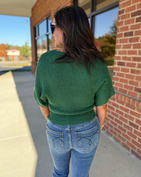 Ainsley Dolman Knit Sweater in Hunter Green