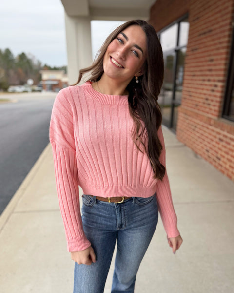 Walker Ribbed Sweater Top in Apricot FINAL SALE