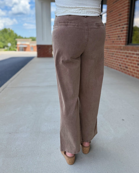 Helena CURVY Wide Leg Pants in Brown FINAL SALE