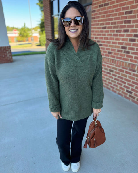 Georgia Slouchy Sweater in Olive