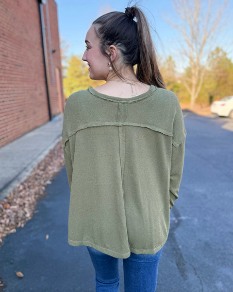 Nolan Asymmetrical Top in Olive FINAL SALE