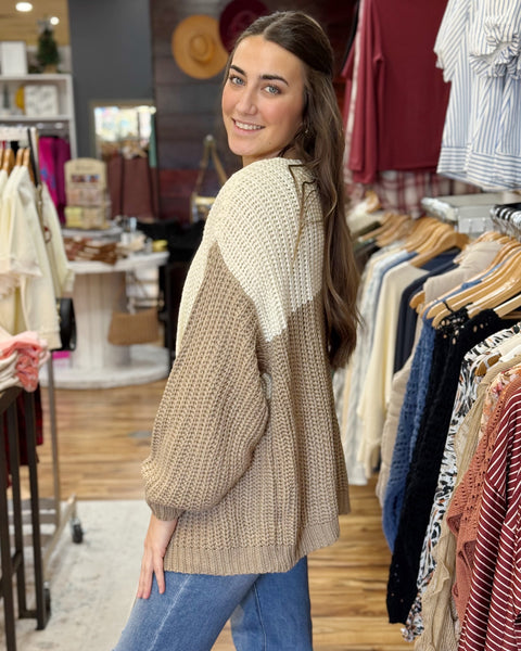 August Sweater Cardigan in Mocha