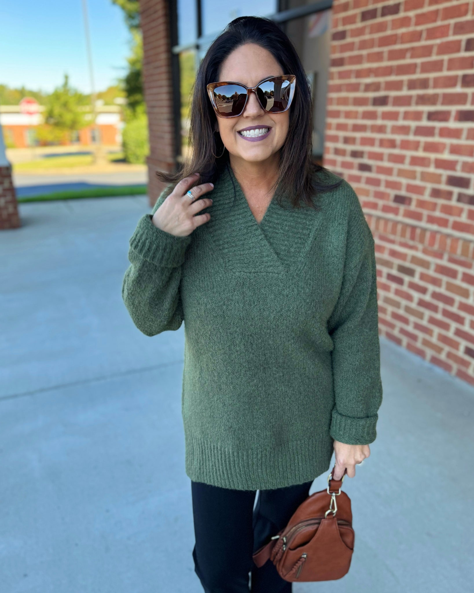 Georgia Slouchy Sweater in Olive