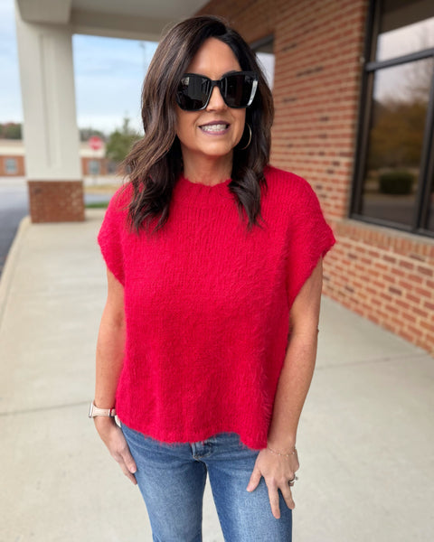 Alex Mohair Sweater in Red