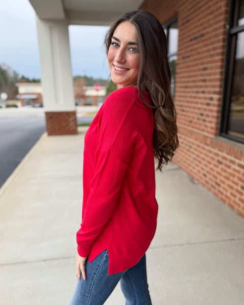 Elise REG/CURVY Sweater in Heather Red FINAL SALE