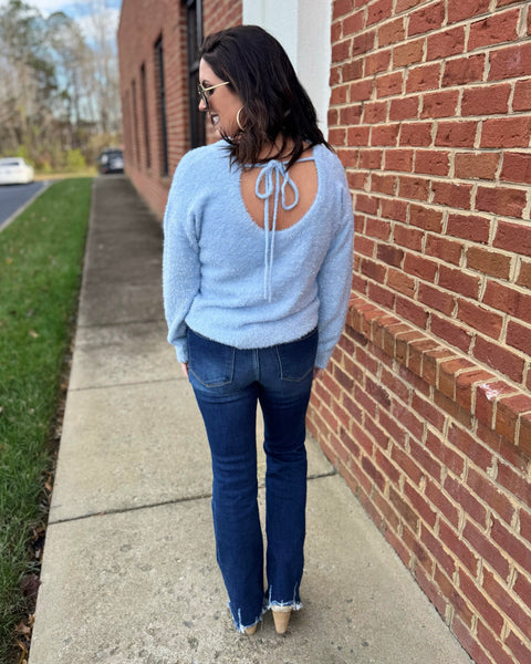 Kyra Eyelash Sweater in Light Blue