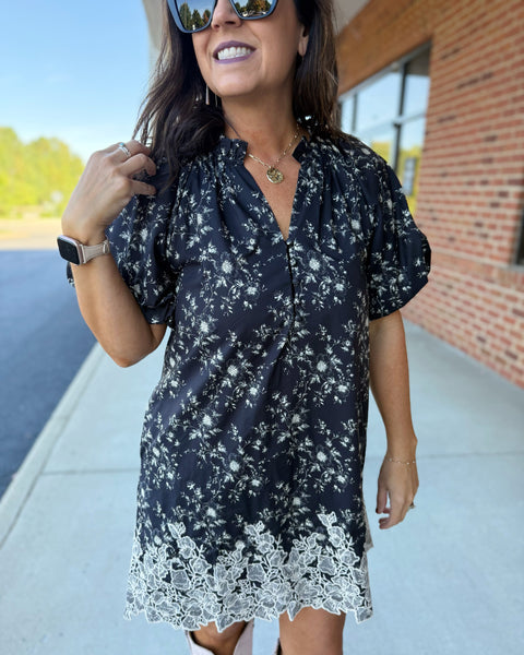 Noelle Floral Dress in Black