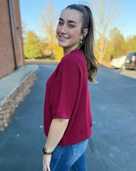 Tia REG/CURVY Top in Cabernet FINAL SALE