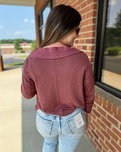 Payton Drop Shoulder Top in Mauve