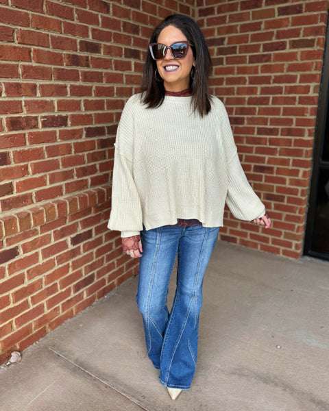 Mara REG/CURVY Knit Sweater in Beige