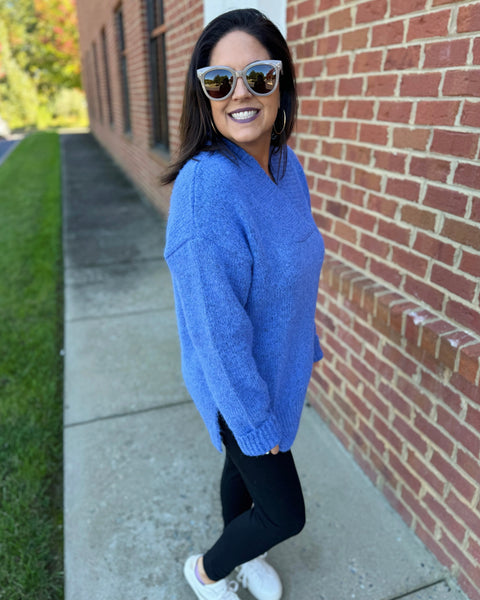 Georgia Slouchy Sweater in Slate Blue