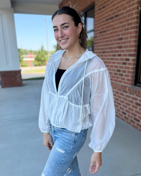 Jocelyn Windbreaker Jacket in White FINAL SALE