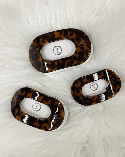 TELETIES Tortoise Flat Round Hair Clip