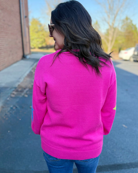 Narissa REG/CURVY Star Sweater in Hot Pink FINAL SALE