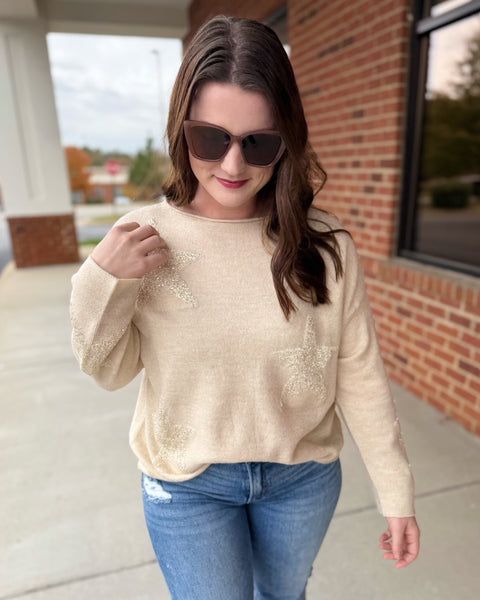 Brooklyn REG/CURVY Star Sequin Sweater