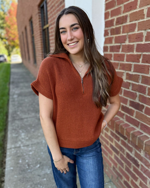 Anna Pullover Sweater in Rust FINAL SALE
