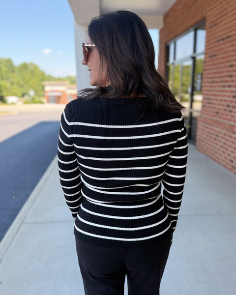 Fran Stripe Top in Black/White