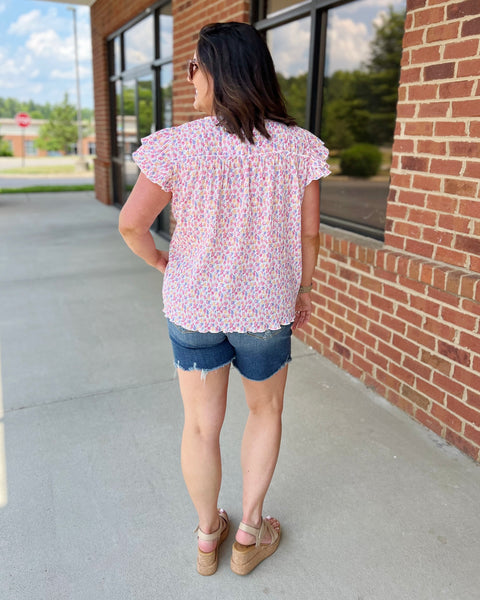 Ellie Ditsy Floral Blouse in Ivory FINAL SALE