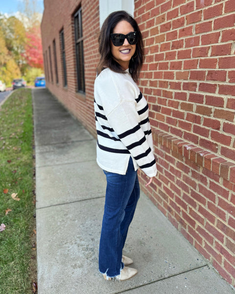 Lena Stripe Sweater in Ivory