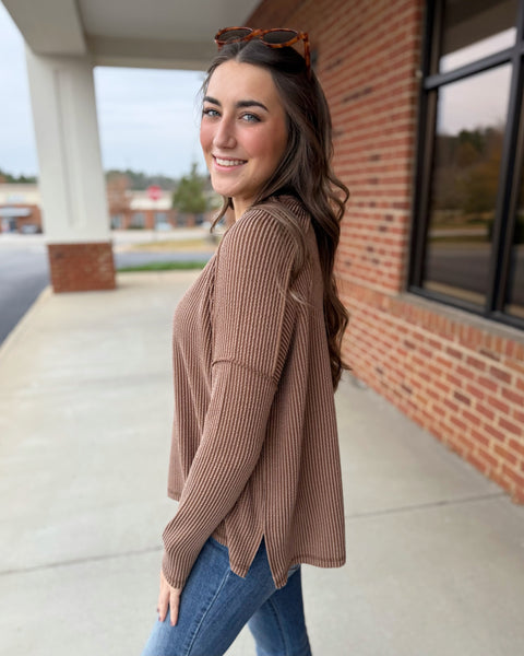 Tiffany REG/CURVY Top in Brown FINAL SALE