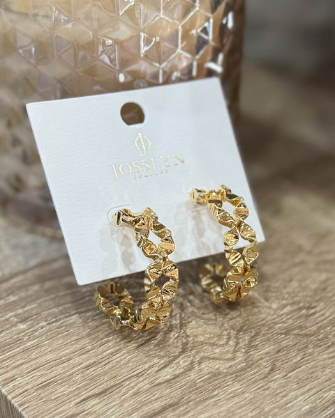 Double Row Hammered Geo Hoop Earrings