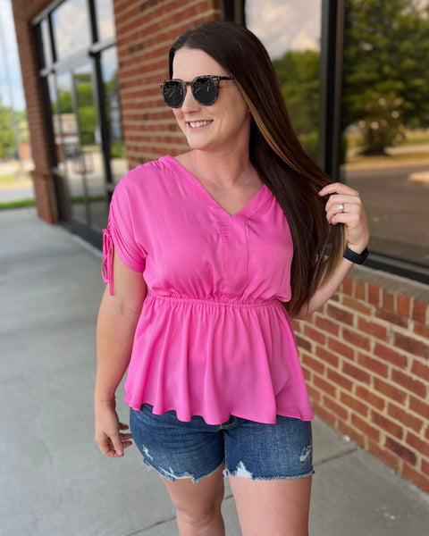 Eden Blouse in Hot Pink FINAL SALE