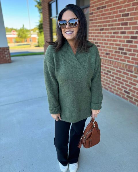 Georgia Slouchy Sweater in Olive