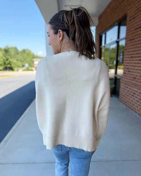 Winslow Drop Shoulder Sweater in Ecru