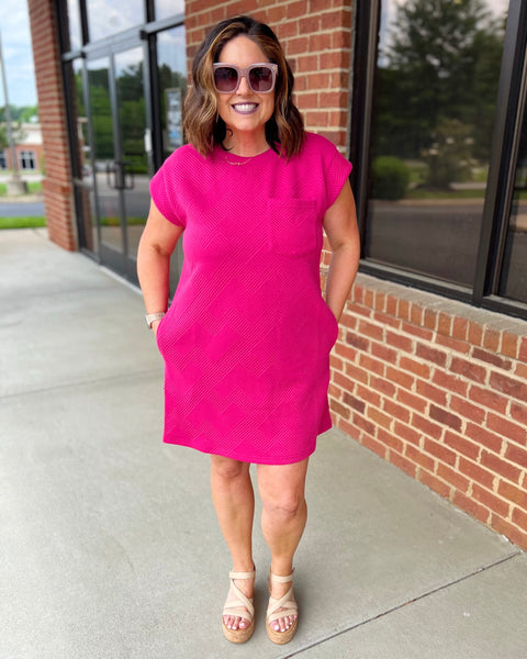 Harper Textured Dress in Fuchsia FINAL SALE