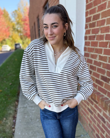 Collins Half Zip Sweatshirt in Brown