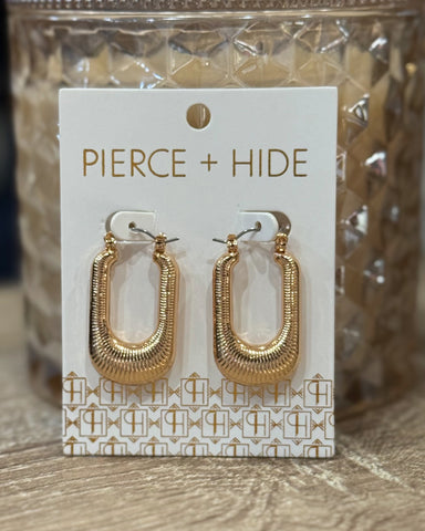Gold Rounded Rectangle Drop Earrings
