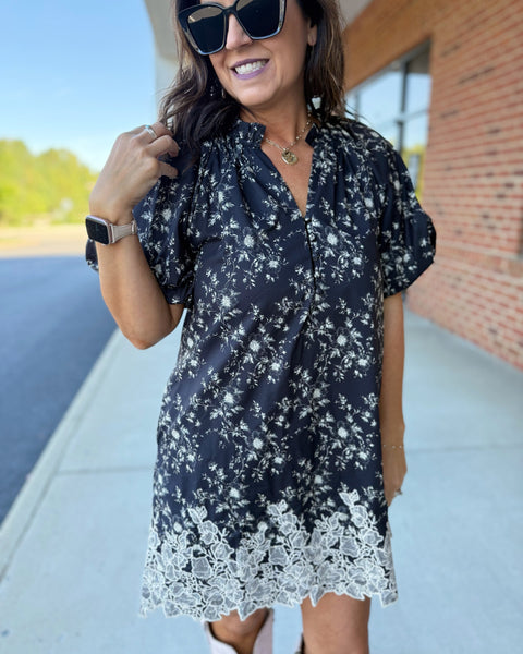 Noelle Floral Dress in Black