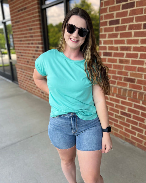 Sloane REG/CURVY Tee in Tiffany Blue FINAL SALE