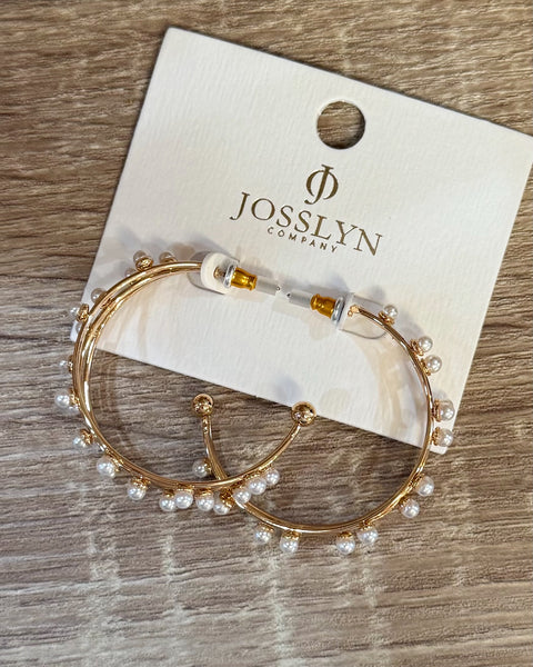 Triple Row Wire Pearl Hoop Earrings