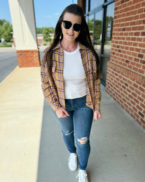 Oaklyn Plaid Top in Mustard