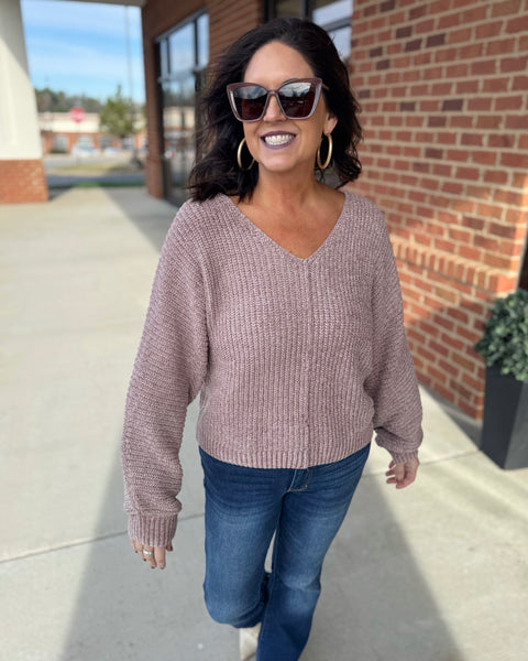 Allison Metallic Sweater in Mauve