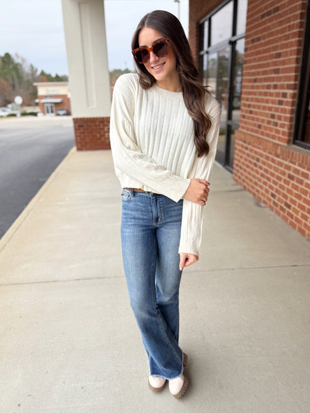Walker Ribbed Sweater Top in Off White FINAL SALE