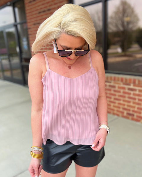 Wallace Pleated Cami Top in Mauve